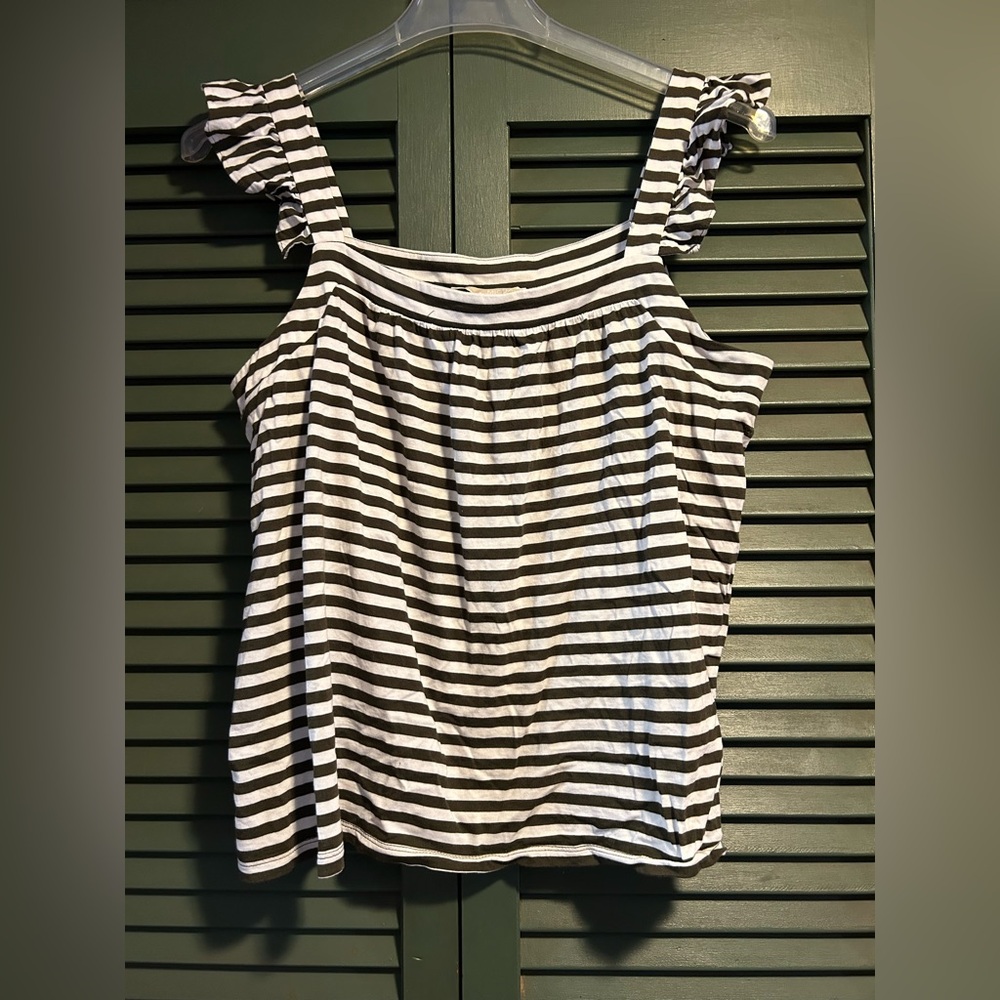 Michael Kors Black and White Striped Tank Top